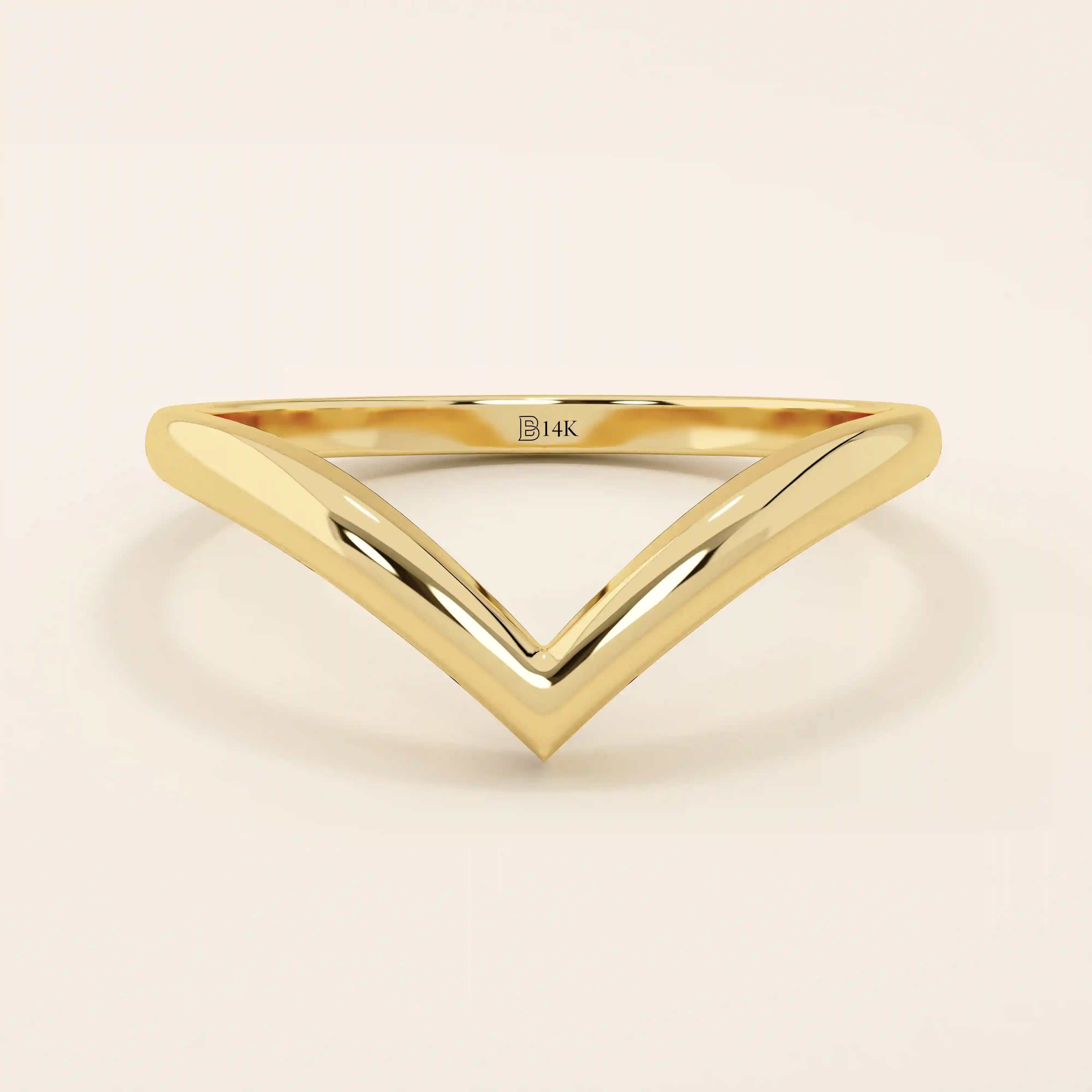 PLAIN CURVE chevron RING IN 14K SOLID GOLD