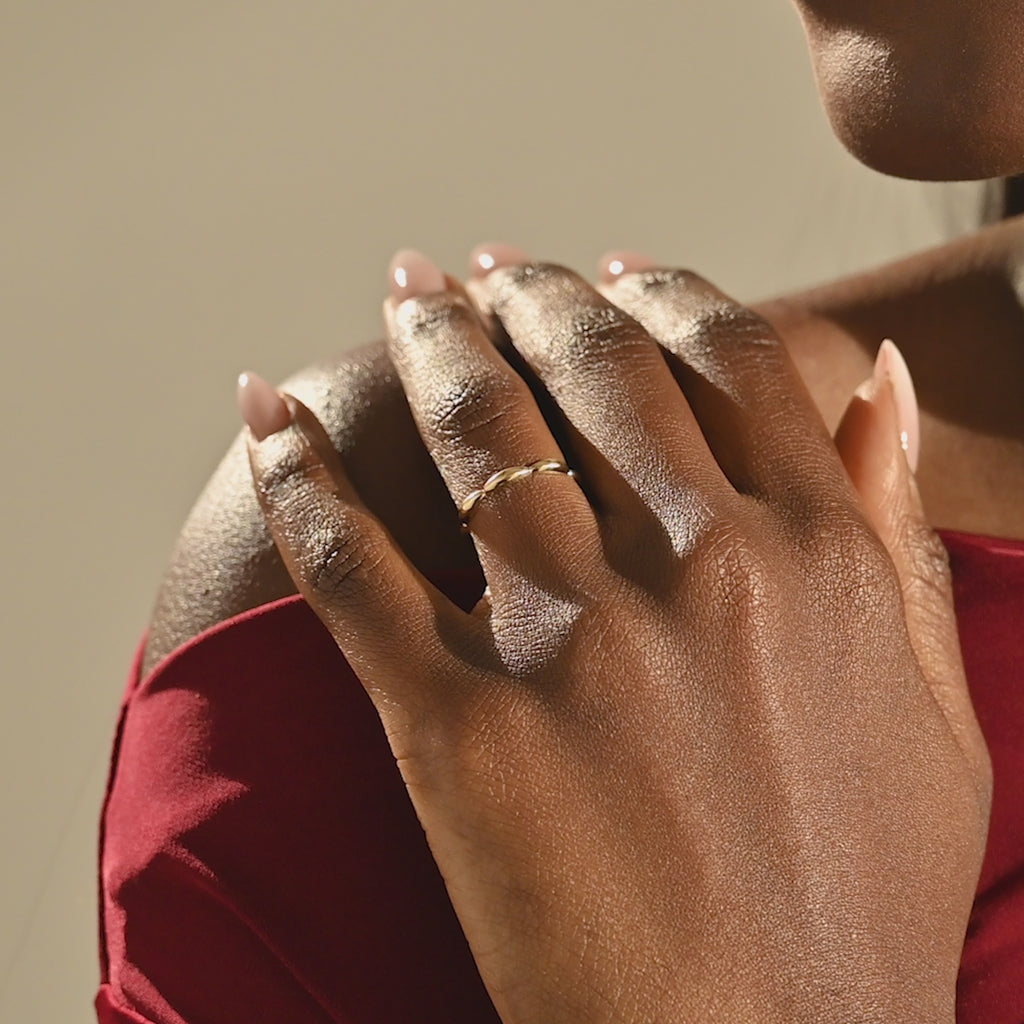 TINY DOMES STACKABLE WEDDING RING IN 14K SOLID YELLOW GOLD
