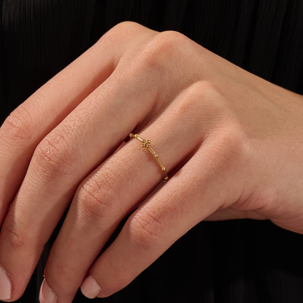 14k solid gold small cross rosary praying ring 