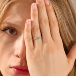 14k solid gold 5 stone bezel turquoise and moissanite stones wedding engagement ring for women