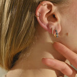 14K SOLID GOLD ENGLISH LOCK U SHAPE HUGGIE EARRINGS FOR WOMEN