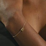 14k solid gold moving letter alphabet bracelet for women