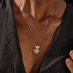 14K SOLID GOLD PAVE MOISSANITE TEDDY BEAR PENDANT NECKLACE FOR WOMEN