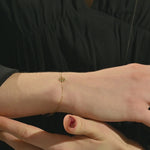 14k solid gold moving daisy flower charm bracelet for women