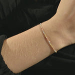 14k solid gold minimalist chain bracelet with mixed metal of rose, yellow, and white gold beads for women