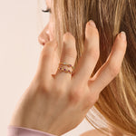 5 lab grown pink ruby birthstones in bezel set stackable wedding ring in 14k solid gold for women
