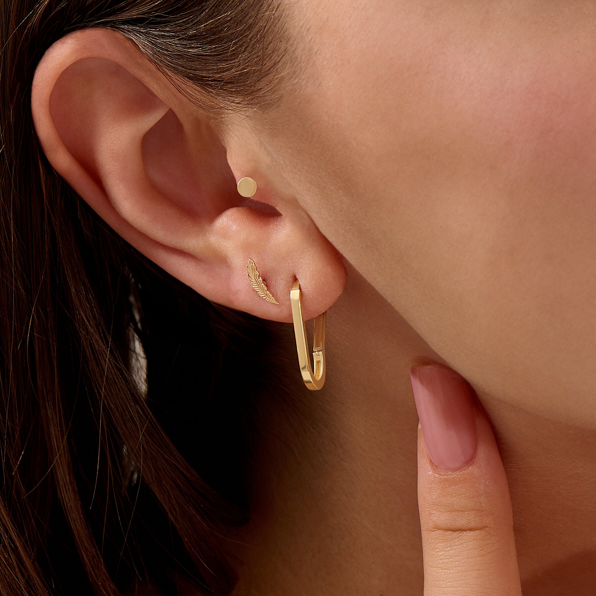 FEATHER PIERCING IN 14K SOLID GOLD FOR WOMEN