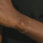 14k soid gold ultra thin double chain butterfly moissanite bracelet for women
