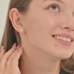 14k solid gold tapered baguette cluster unique flower stud earring for women