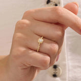 Beaded Band Square Pinky Signet Ring