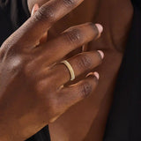 ribbed design dome band wedding stacking ring in 14k solid gold for women