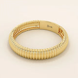 ribbed design dome band wedding stacking ring in 14k solid gold for women