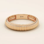 ribbed design dome band wedding stacking ring in 14k solid gold for women