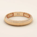 ribbed design dome band wedding stacking ring in 14k solid gold for women
