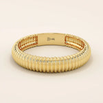 ribbed design dome band wedding stacking ring in 14k solid gold for women