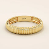 ribbed design dome band wedding stacking ring in 14k solid gold for women