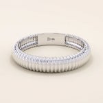 ribbed design dome band wedding stacking ring in 14k solid gold for women