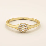 ROUND CLUSTER MOISSANITE STONES SMALL ENGAGEMENT RING IN 14K SOLID YELLOW WHIT ROSE GOLD FOR WOMEN