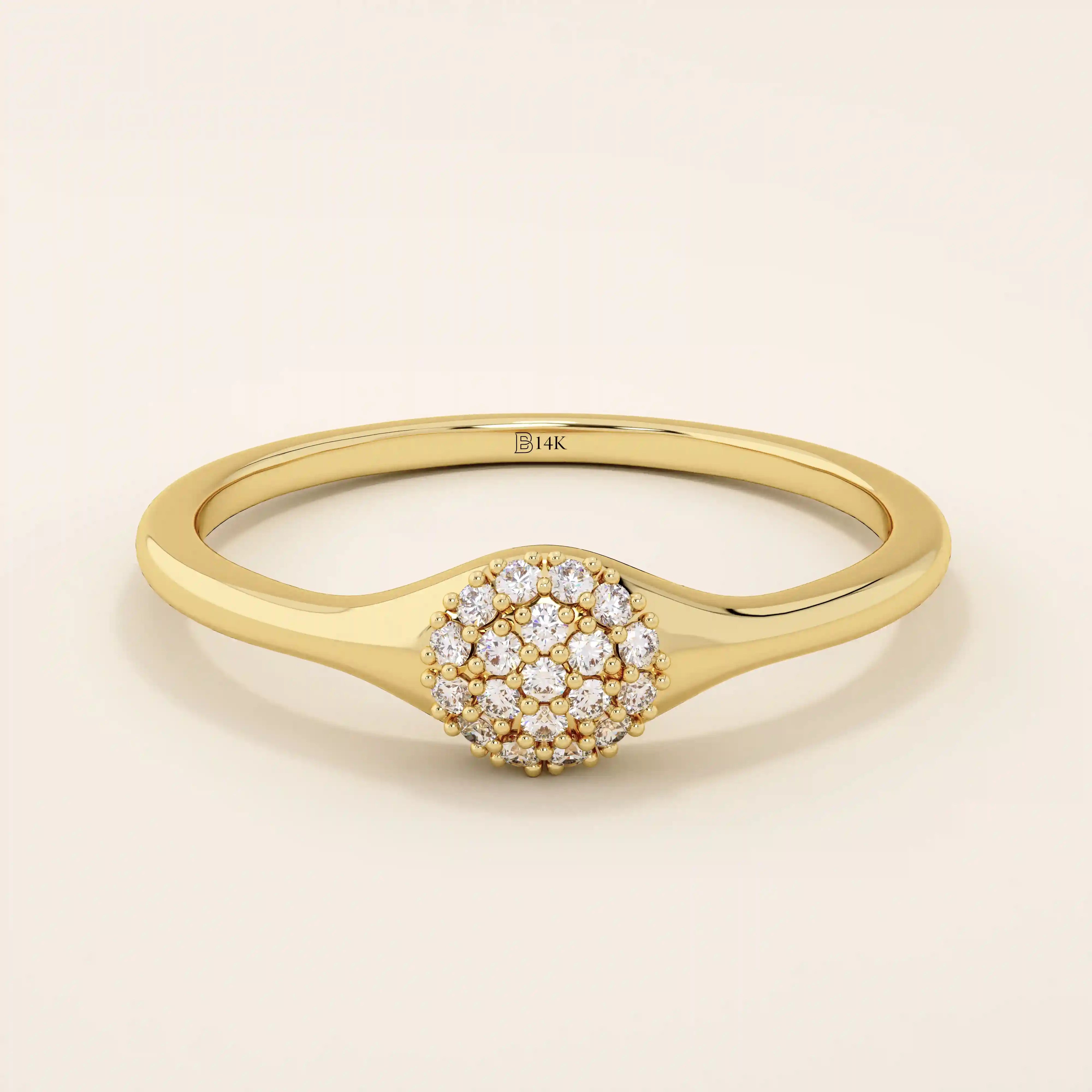 ROUND CLUSTER MOISSANITE STONES SMALL ENGAGEMENT RING IN 14K SOLID YELLOW WHIT ROSE GOLD FOR WOMEN