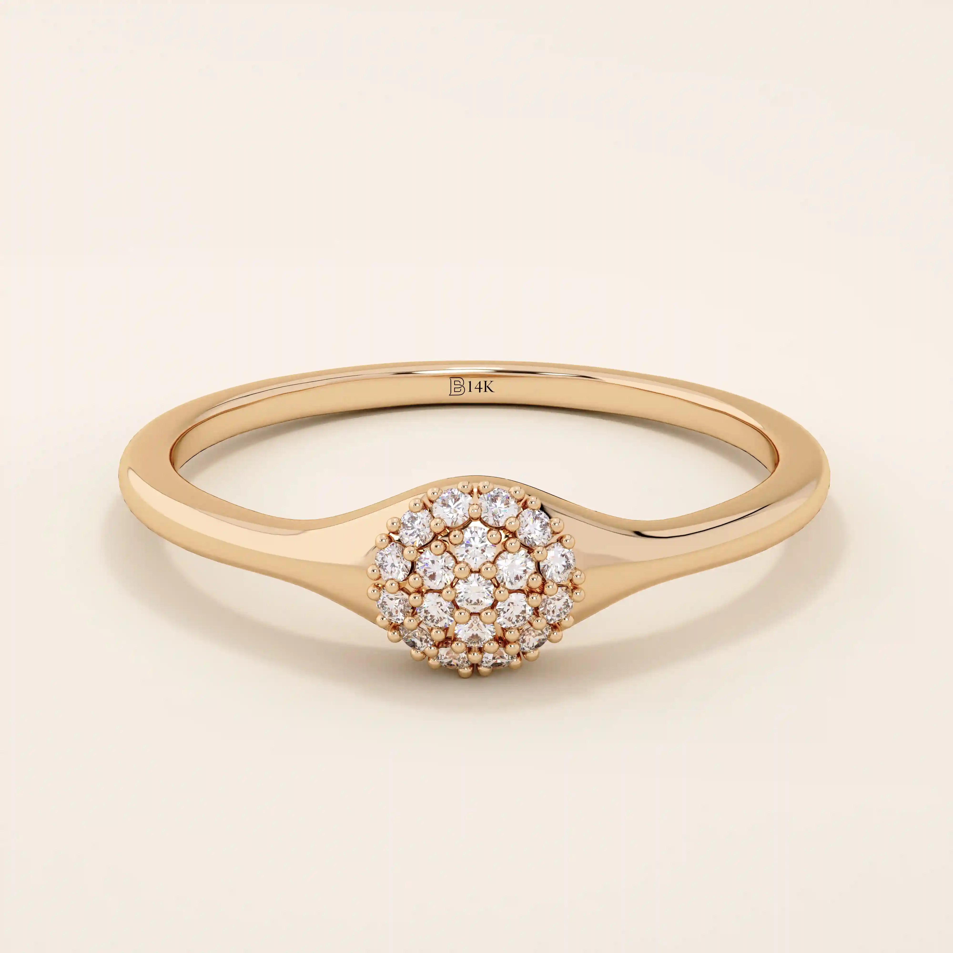 ROUND CLUSTER MOISSANITE STONES SMALL ENGAGEMENT RING IN 14K SOLID YELLOW WHIT ROSE GOLD FOR WOMEN
