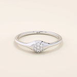 ROUND CLUSTER MOISSANITE STONES SMALL PROMISE RING IN 14K SOLID YELLOW WHITE ROSE GOLD FOR WOMEN
