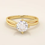 ROUND CUT LAB GROWN MOISSANITE SOLITAIRE ENGAGEMENT RING IN 14K SOLID GOLD