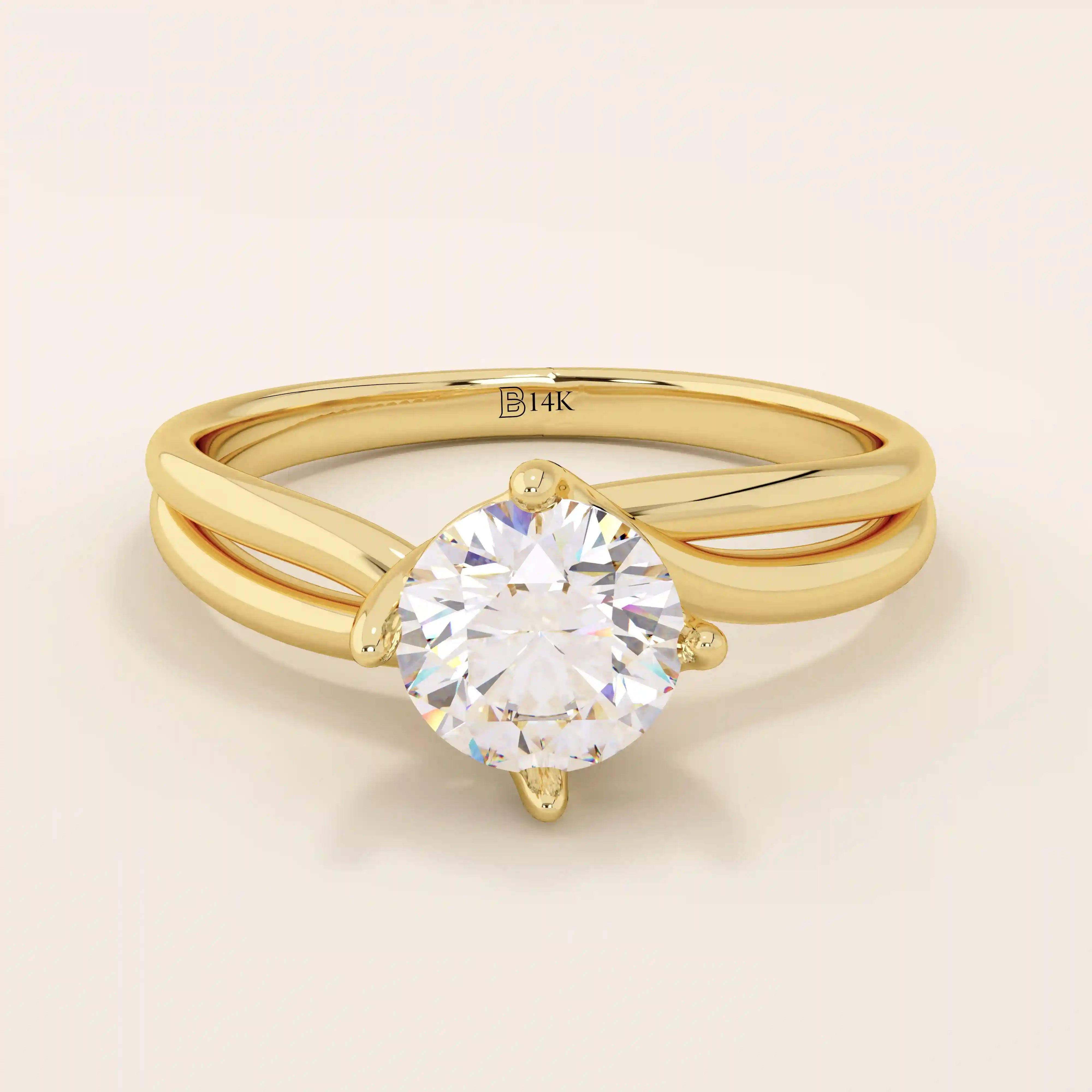 ROUND CUT LAB GROWN MOISSANITE SOLITAIRE ENGAGEMENT RING IN 14K SOLID GOLD