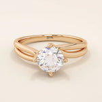 ROUND CUT LAB GROWN MOISSANITE SOLITAIRE ENGAGEMENT RING IN 14K SOLID GOLD