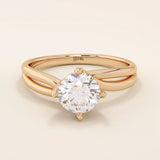 ROUND CUT LAB GROWN MOISSANITE SOLITAIRE ENGAGEMENT RING IN 14K SOLID GOLD