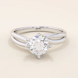 ROUND CUT LAB GROWN MOISSANITE SOLITAIRE ENGAGEMENT RING IN 14K SOLID GOLD