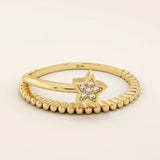 beaded split band shooting falling star stacking statement ring in 14k sold yellow gold for women