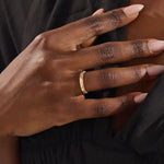 double side pave eternity thick wedding band in 14k solid yellow rose white gold for women