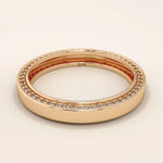 double side pave eternity thick wedding band in 14k solid yellow rose white gold for women