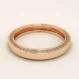double side pave eternity thick wedding band in 14k solid yellow rose white gold for women