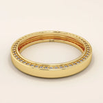 double side pave eternity thick wedding band in 14k solid yellow rose white gold for women