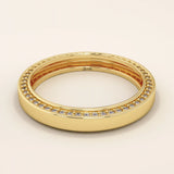 double side pave eternity thick wedding band in 14k solid yellow rose white gold for women
