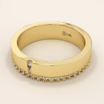 14K SOLID YELLOW GOLD SIDE PAVE CZ WEDDING BAND RING