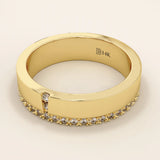 14K SOLID YELLOW GOLD SIDE PAVE CZ WEDDING BAND RING