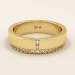 14K SOLID YELLOW GOLD SIDE PAVE CZ WEDDING BAND RING