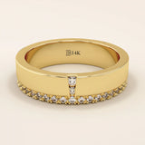 14K SOLID YELLOW GOLD SIDE PAVE CZ WEDDING BAND RING