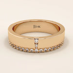 14K SOLID YELLOW GOLD SIDE PAVE CZ WEDDING BAND RING