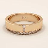 14K SOLID YELLOW GOLD SIDE PAVE CZ WEDDING BAND RING