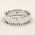 14K SOLID YELLOW GOLD SIDE PAVE CZ WEDDING BAND RING