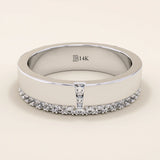 14K SOLID YELLOW GOLD SIDE PAVE CZ WEDDING BAND RING