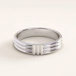 Silver vermeil line band ring with a refined multi-line texture and glossy finish, ideal for contemporary and everyday wear.
