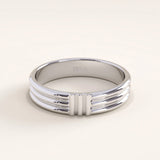 Silver vermeil line band ring with a refined multi-line texture and glossy finish, ideal for contemporary and everyday wear.
