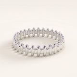 Silver vermeil striped ring with a sleek repeating ridge design and glossy finish, perfect for stacking or wearing solo for minimalist style.
