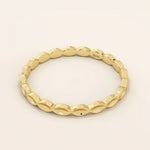 14K solid gold plain slim bumpy stacking ring for women