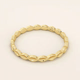 14K solid gold plain slim bumpy stacking ring for women