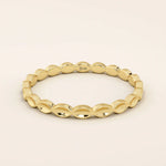 14K solid gold plain slim bumpy stacking ring for women